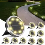 FLOWood 10 Stück Solar Bodenleuchten Aussen, Warmweiß Solarleuchten für Garten Außen mit 8 LEDs, Wasserdicht Led Solar Gartenleuchten, Solarlampen für Außen Garten Rasen Gehweg Patio Warmweiss