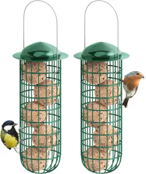 iBorn 2 Stück Meisenknödelhalter,Metall Meisenknödel Halter mit Dach,Meisenknöde