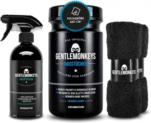 GENTLEMONKEYS Cockpitpflege Auto (500ml) + 45er Pack Nasstücher • Innenraumreini