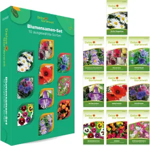 Blumensamen Set - 10 Sorten Samen - Saatgut Sortiment - Anzuchtset für Blumen - 