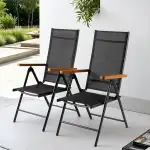 Clevich Gartenstuhl Hochlehner 2er Set, Aluminium Balkonstuhl, Alu Klappstuhl, Klappbar Campingst...