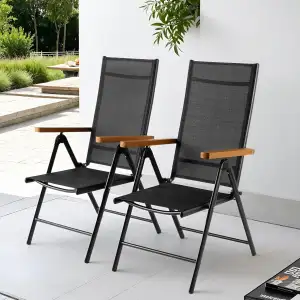 Clevich Gartenstuhl Hochlehner 2er Set, Aluminium Balkonstuhl, Alu Klappstuhl, Klappbar Campingst...