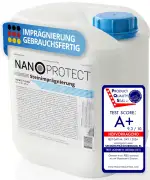Nanoprotect Steinimprägnierung | 5 L für ca. 40 – 60 m² | Vorbeugend gegen Grünbelag und Einschmutzung | Ideal für Pflastersteine, Beton und Fassaden | Profi Qualität