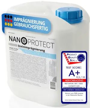 Nanoprotect Steinimprägnierung | 5 L für ca. 40 – 60 m² | Vorbeugend gegen Grünb