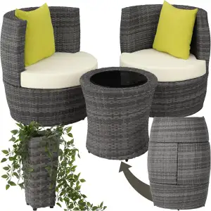 tectake® Rattan Set 2 Personen, Balkonmöbel, Aluminium Gartenmöbel Set, Outdoor 