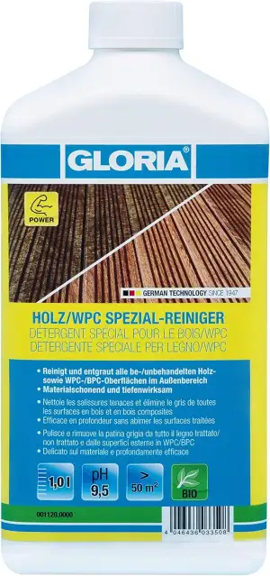 GLORIA Holz- & WPC Reiniger | 1 L Konzentrat | Terrassenreiniger für WPC-Terrass