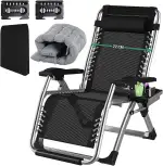 Sonnenliege Liegestuhl Klappbar mit Verstellbare Rückenlehne,Kissen,Kopfteil,GeträNkehalter,Fußstütze,Balkonliege,Gartenliege Wetterfest für Patio,Strand,Camping-Grau Belastbar 240kg