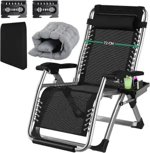 Sonnenliege Liegestuhl Klappbar mit Verstellbare Rückenlehne,Kissen,Kopfteil,Get