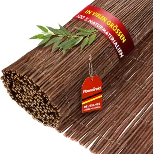 Floordirekt Balkon Sichtschutz Weidenzaun - Sichtschutzzaun für Garten und Balkonverkleidung - natürliche Sichtschutzmatte | Weidematte Weidenruten robust | Weidenmatte Privacy Fence (90x300 cm)