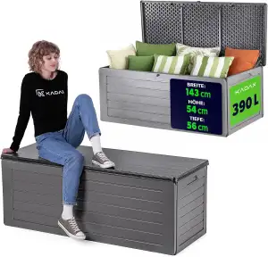 KADAX Aufbewahrungsbox 390L, Gartenbox aus Polypropylen, Kissenbox für Garten, T
