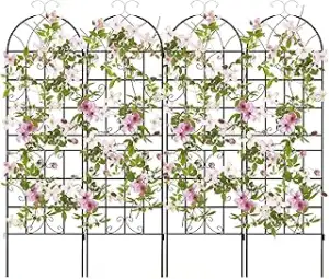 COSTWAY Rankgitter Metall 180 cm hoch, 4er Set, dekorativer Gartenzaun, freisteh