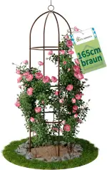 TTL Garden Obelisk Rankhilfe L 165x40cm braun - Rosen Rankgitter Metall rostfrei für Kletterpflan...