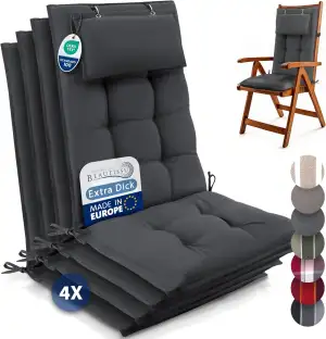 Beautissu 4er Set Premium Hochlehner Auflage mit Kopfpolster 120x50cm Sun-HL – 8