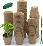 Biologisch Abbaubare Sammlingsbecher - 80 Stück Ø 8 cm Runde Anzuchttöpfe aus Kompostierbarem Pap...