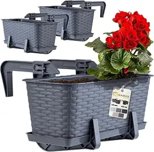 KADAX Blumenkasten 40 cm 3er Set Balkonkasten – Kunststoff Pflanzkasten für Balk
