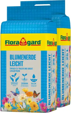 Floragard Blumenerde Leicht 50 L (2×25 L) – vielseitige Universalerde mit Langze