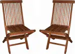 2er Set Klappstuhl Teakstuhl Gartenstuhl Teak Holz Stuhl für Terrasse Wintergarten Balkon witterungsbeständig behandelt massiv klappbar Natur