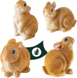 VERDOBA Gartenfiguren Häschen im 4er Set - Garten Deko aus Kunstharz, wetterfest - Deko Tier Figur für den Garten - Vier Kaninchen aus Polyresin für außen