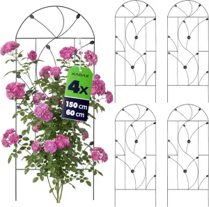 KADAX Metall Rankgitter 60 x 150 cm, 4 Stück, Rankhilfe für Kletterpflanzen, Rosenspalier aus pulverbeschichtetem Stahl, Pflanzenstütze für Kletterrosen & Clematis