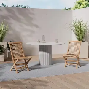 Spetebo Teak Klappstuhl Natur Exclusiv - 90 x 50 cm - klappbarer Gartenstuhl aus