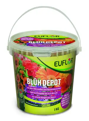 Euflor Blühdepot 1 kg Eimer • Spezialdünger für alle Balkon- und Kübelpflanzen •