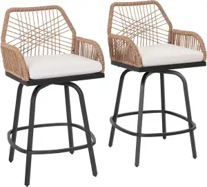 Avestar Barhocker 2er Set, Drehbare Barstühle mit Rückenlehne aus Metall, Wetterfeste Gartenstühl...