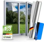 UV Sonnenschutzfolie für Fenster Innen & Außen – Blickdichte Fensterfolie als Sonnenschutz Folie – Selbstklebende Hitzeschutzfolie für Fenster Außen & Innen für Sommer – 90 x 200 cm