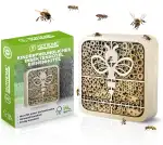 ISOTRONIC Insektenhotel aus Naturholz – Insektenhaus für Bienen, Marienkäfer & andere Insekten – Bambus Bienenhotel für Garten & Balkon – modernes Wabendesign (Biene)