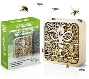 ISOTRONIC Insektenhotel aus Naturholz – Insektenhaus für Bienen, Marienkäfer & a