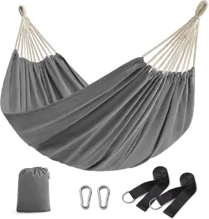 SONGMICS Hängematte 210x150cm Doppel Hängematte 300kg Tragkraft für Terrasse Bal