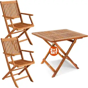 Casaria® Balkonmöbel Set 2 Personen Wetterfest Holz FSC®-zertifizierte Stühle Kl
