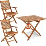 Casaria® Balkonmöbel Set 2 Personen Wetterfest Holz FSC®-zertifizierte Stühle Klappbar 160kg Bela...