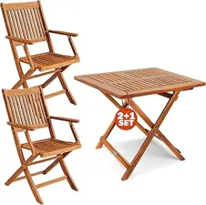 Casaria® Balkonmöbel Set 2 Personen Wetterfest Holz FSC®-zertifizierte Stühle Kl