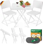 KESSER® Bistroset 3-teilig Balkontisch mit 2 Stühlen | Balkonmöbel Wetterfest & UV-beständig Balkonset klappbare Sitzgruppe | Beschichtetes Stahl & Rattan-Optik | Gartenmöbelset mit 6 Filz-Untersetzer
