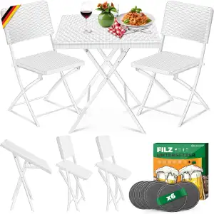 KESSER® Bistroset 3-teilig Balkontisch mit 2 Stühlen | Balkonmöbel Wetterfest & 