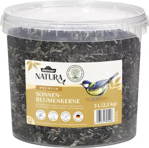 Dehner Natura Premium Wildvogelfutter, Sonnenblumenkerne, Ganzjahresfutter proteinreich / energiereich, hochwertiges Vogelfutter für Wildvögel, 2.2 kg