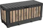 Koll Living Gartenbox Kentwood 350 Liter Stauraum in Holzoptik Pinie | Aufbewahrungsbox mit Sitzfunktion für Sitzauflagen, Gartengeräte oder Kinderspielzeug | wasserdicht & gut belüftet