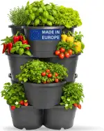 Pflanzturm 4er Set stapelbar – Vertikales Hochbeet System für Balkon & Terrasse – Bestens geeigne...