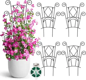 4 Stück Metall-Gitterrankhilfe für Kletterpflanzen, stapelbare und stabile Pflan