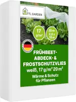 TTL GARDEN 20m² 2m x 10m Frühbeetvlies 17g/m² - atmungsaktives Wachstumsvlies Hochbeetvlies Frostschutz für Beet, Abdeckvlies, Insektenschutz Vlies für Beete zum Schutz vor Frost & Schädlingen