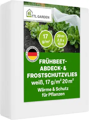 TTL GARDEN 20m² 2m x 10m Frühbeetvlies 17g/m² - atmungsaktives Wachstumsvlies Ho