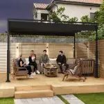 UISEBRT Metall Pergola 3x4 m wasserdicht stabil Winterfest,Pavillon mit lamellendach,überdachung ...