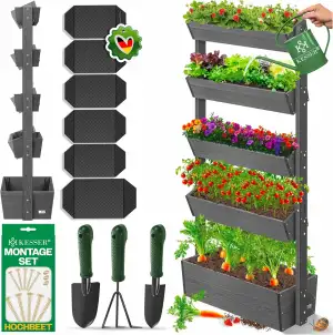 KESSER® Hochbeet mit 5 Etagen Premium Blumenkasten Blumentreppe Pflanztreppe Gem