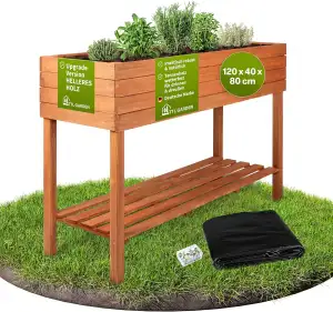 TTL GARDEN Balkon Hochbeet XL 120x40x80cm aus Holz - Pflanzkasten & Blumenkasten