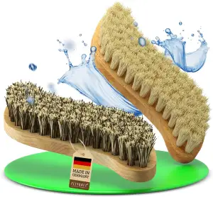 2er Set Wurzelbürste mit Naturborsten hart & weich, plastikfrei Made in Germany, Reinigungsbürste, Scheuerbürste , Teppichbürste, Putzbürste, Schrubber, Bürste Reinigung, cleaning brush