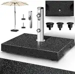 tillvex® Granit Sonnenschirmständer mit Transportgriff 25 kg Rechteckig | Schirmständer Sonnensch...