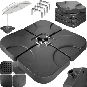 Casaria® Sonnenschirmständerplatten 4er Set bis 80 kg befüllbar mit Wasser Sand 