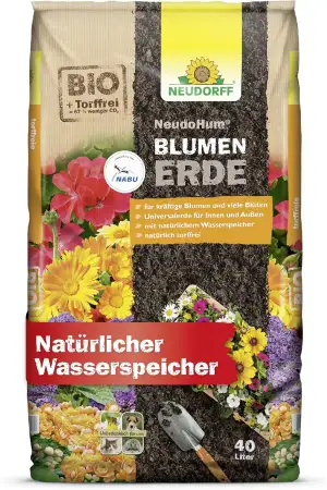 Neudorff NeudoHum BlumenErde 40L Bio - Torffreie Zimmerpflanzen Erde für Innen u