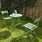Gartenmöbel Set Wetterfest, Balkonmöbel Set 3 Teilig für Kleinen Balkon, Bistrotisch mit 2 Stühlen, Bistro Set Klappbar, Grün