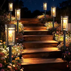 Flacchi Solarlampen mit Kuboid Lampenschirm für Außen - Landschaft Lichter Solar LED Garten Licht...